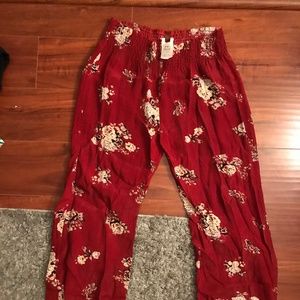 Free People Cranberry Floral Pants
